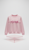 Baby Pink Crewneck Sweatshirt Cursive Overlay